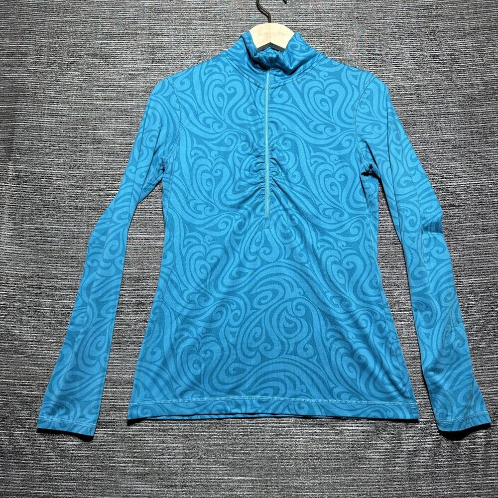 Athleta Shirt Women's S Blue Abstract Long Sleeve 1/2 Zip Athletic Fitness